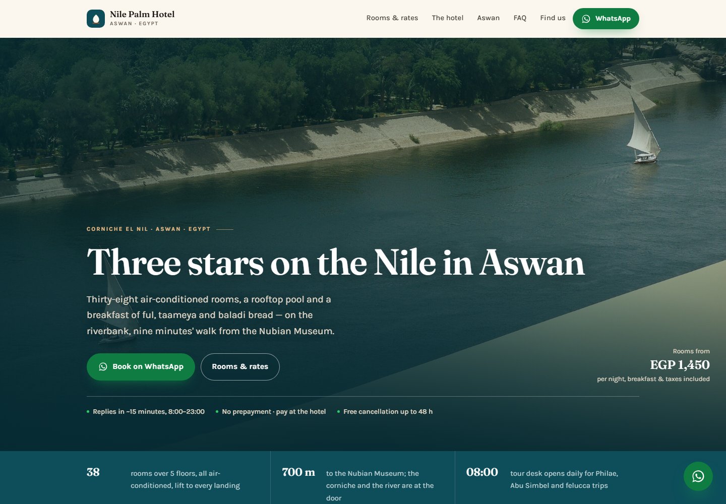 Nile Palm Hotel website preview